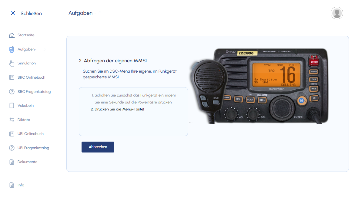 Bildschirmfoto von Radio Tutor